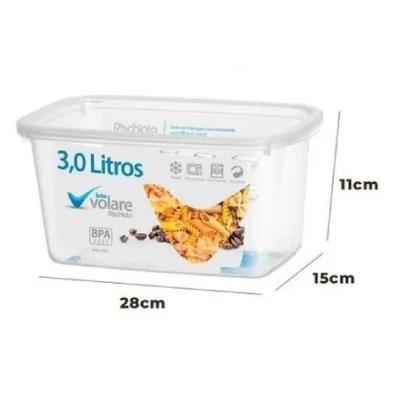 Imagem de Pote retangular volare 3,0 l transparente pote oficial para presídios