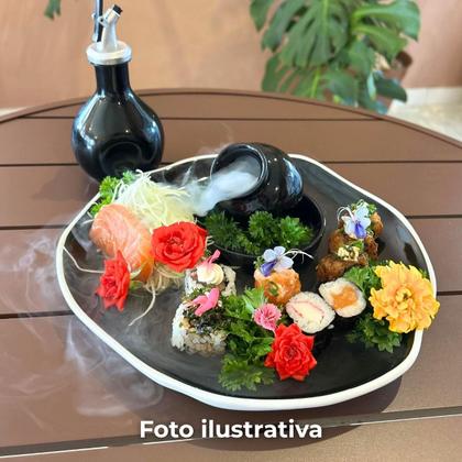 Imagem de Pote Suporte Difusor de Gelo Seco para Efeito de Fumaça Sushi Restaurante Japones Preto