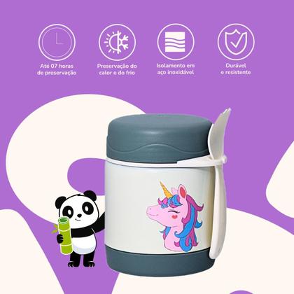 Imagem de Pote Térmico Infantil Bebê Inox Com Colher PapinhaFruta