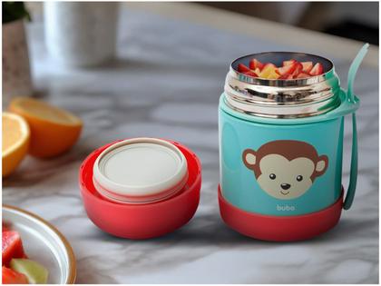 Imagem de Pote Térmico Infantil Buba Animal Fun Macaco 320ml com Colher