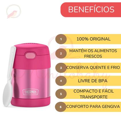 Imagem de Pote Térmico Infantil  Com Colher Escola Thermos Lancheira