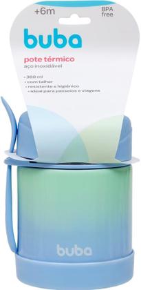Imagem de Pote Térmico Inox c/ Colher 320ml - Degradê Azul - Buba