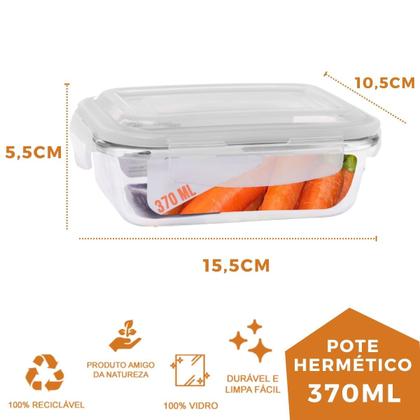 Imagem de Pote Vidro 370ML Vai ao Forno e Microondas C/Tampa 24 Unidade