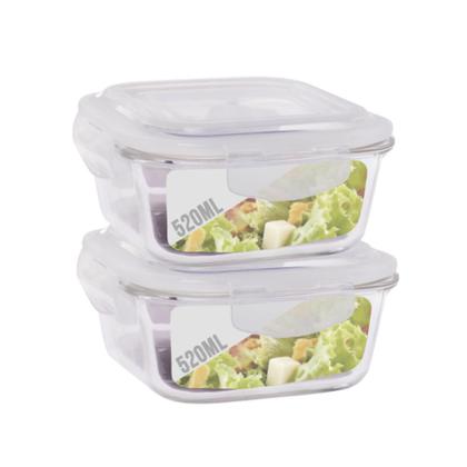 Imagem de Pote Vidro Hermético Marmita Fit Jogo com 2 Unidades 520ml