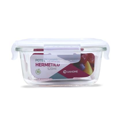 Imagem de Pote Vidro Hermético Marmita Mantimento Tampa Plástico 520ml
