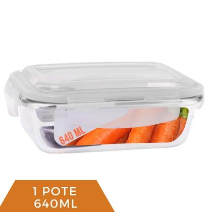 Imagem de Pote Vidro Marmita Micro-ondas Alimentos Hermético 640ml
