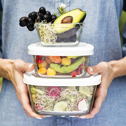 Imagem de Pote Vidro Quadrado Facilita C/ Tampa 500ml Marinex 3Un