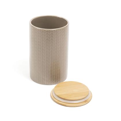 Imagem de Pote zig zag dolomita com tampa de bambu grande 1,5l - Oikos