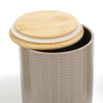 Imagem de Pote zig zag dolomita com tampa de bambu grande 1,5l - Oikos