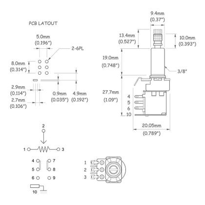 Imagem de Potenciômetro Instrumentos (Unidade) Spirit VPP3-B500K-I