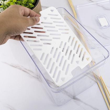 Imagem de Potes Com Escorredor E Válvula De Ar Multiuso Retangular Kit