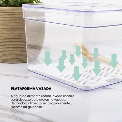 Imagem de Potes Com Escorredor E Válvula De Ar Multiuso Retangular Kit