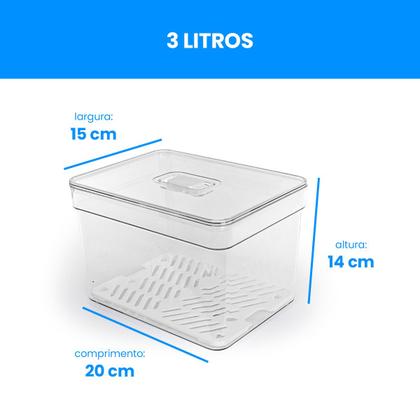 Imagem de Potes Com Escorredor E Válvula De Ar Multiuso Retangular Kit