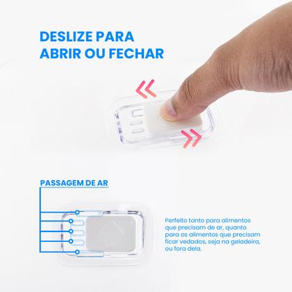 Imagem de Potes Com Escorredor E Válvula De Ar Multiuso Retangular Kit