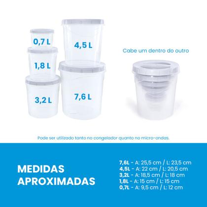 Imagem de Potes De Plástico Com Tampa Kit 5 Porta Mantimentos Plastico