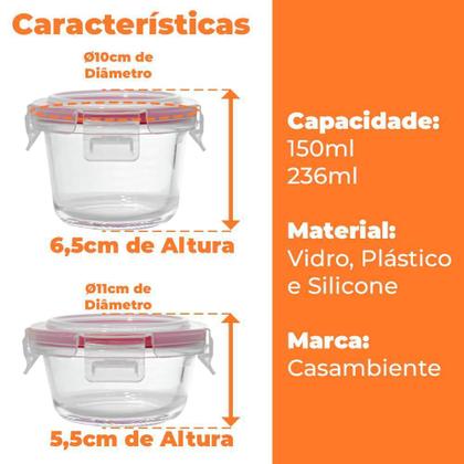 Imagem de Potes de Vidro Hermético Redondo 8 Peças - Casambiente