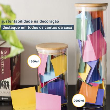 Imagem de Potes de Vidro P/ Mantimentos C/ Tampa Bambu Oikos - 5 Pçs