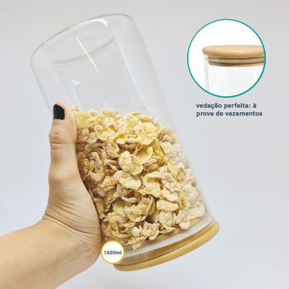 Imagem de Potes de Vidro P/ Mantimentos C/ Tampa Bambu Oikos - 5 Pçs