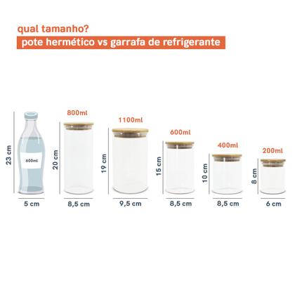 Imagem de Potes de Vidro P/ Mantimentos C/ Tampa Bambu Oikos - 5 Pçs