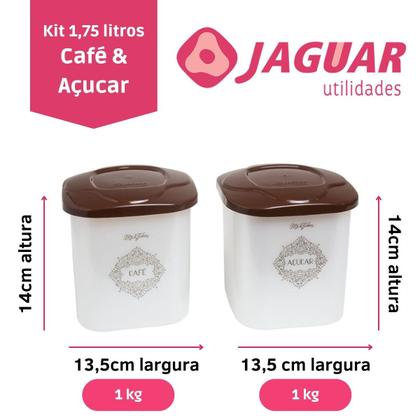 Imagem de Potes Decorado Café e Açucar Kit 2 peças 1,75L Jaguar