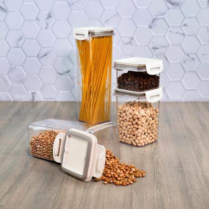 Imagem de Potes herméticos em acrílico para mantimentos empilháveis