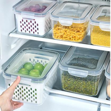 Imagem de Potes Herméticos Organizadores Geladeira Freezer Com 3