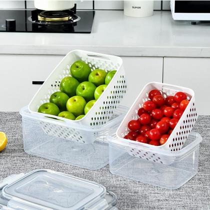 Imagem de Potes Herméticos Organizadores Geladeira Freezer Com 3