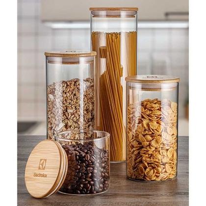 Imagem de Potes Herméticos Porta-Mantimentos com Tampa de Bambu