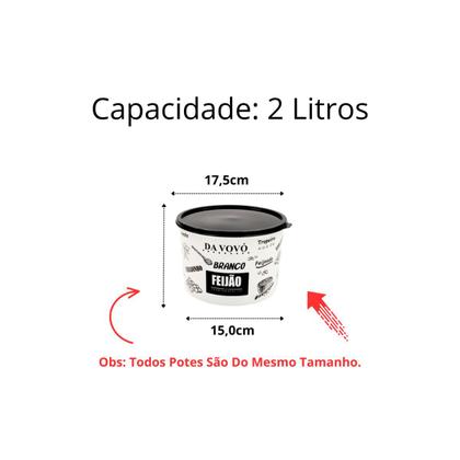 Imagem de Potes Mantimento Plástico Decoração Premium Enfeite Cozinha