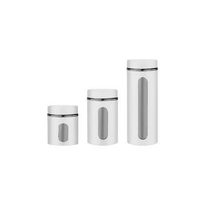 Imagem de Potes Organizador  Multiuso Com Visor Branco Jogo 3 Peças