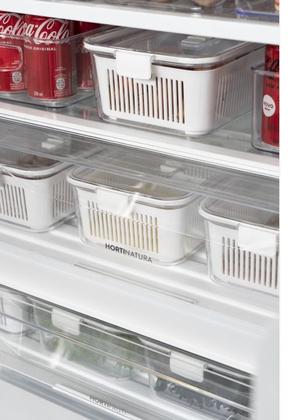 Imagem de Potes Slim Herméticos Tampa Com Trava e Separador de Água Interno Para Frutas e Saladas