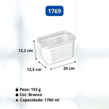 Imagem de Potes Slim Herméticos Tampa Com Trava e Separador de Água Interno Para Frutas e Saladas