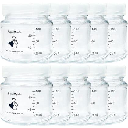 Imagem de Potes Vidro para Armazenar Leite Materno Graduados 100ml 10UND