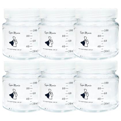 Imagem de Potes Vidro para Armazenar Leite Materno Graduados 100ml 6UND