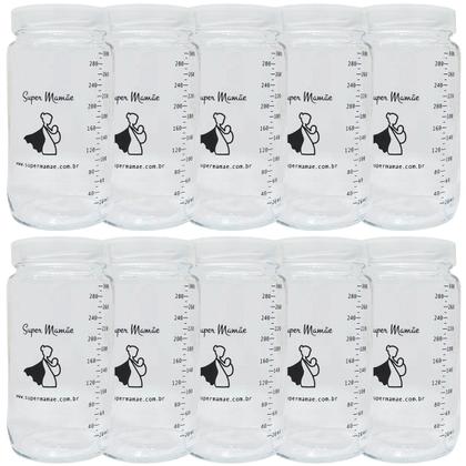Imagem de Potes Vidro para Armazenar Leite Materno Graduados 300ml 10UND