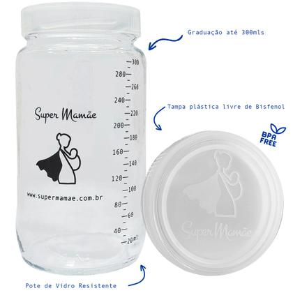 Imagem de Potes Vidro para Armazenar Leite Materno Graduados 300ml 3UND
