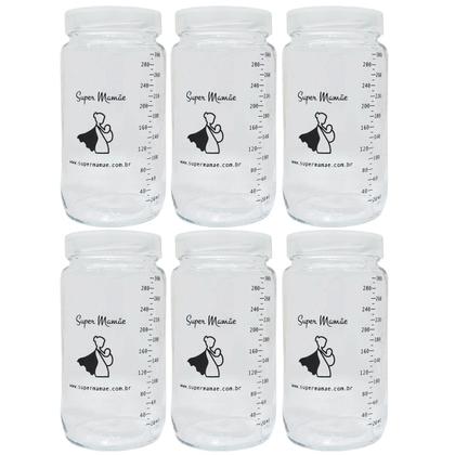 Imagem de Potes Vidro para Armazenar Leite Materno Graduados 300ml 6UND