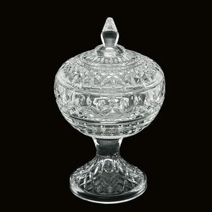 Imagem de Potiche Baleiro Bomboniere de Vidro Cristal Doces c/ Pé Lys Tampa Decorativo