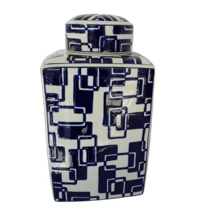 Imagem de Potiche Cerâmica Azul e Branco
