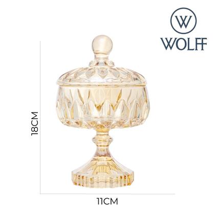 Imagem de Potiche Cristal de Chumbo com Pé Louise Ambar 11x18cm Wolff