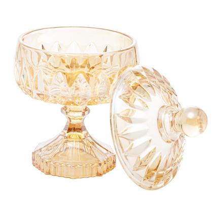 Imagem de Potiche Cristal de Chumbo com Pé Louise Ambar 11x18cm Wolff