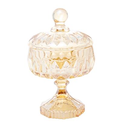 Imagem de Potiche Cristal de Chumbo com Pé Louise Ambar 11x18cm Wolff