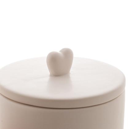 Imagem de Potiche Decorativo De Cerâmica Heart Branco Lyor 12cm