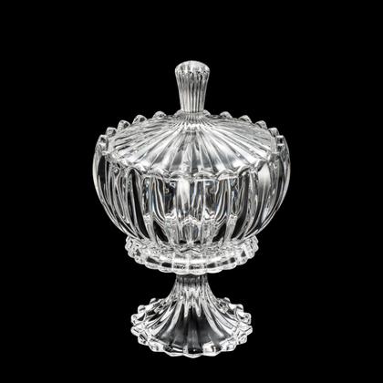 Imagem de Potiche Decorativo de Cristal com Pé e Tampa Geneva 11x 18cm