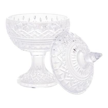 Imagem de Potiche Decorativo de Cristal com Pé Lys 14x14x22cm - Wolff