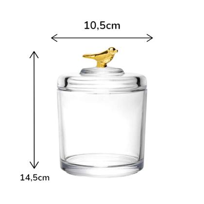 Imagem de Potiche Grande Resistente Cristal Com Tampa Bird Decoração
