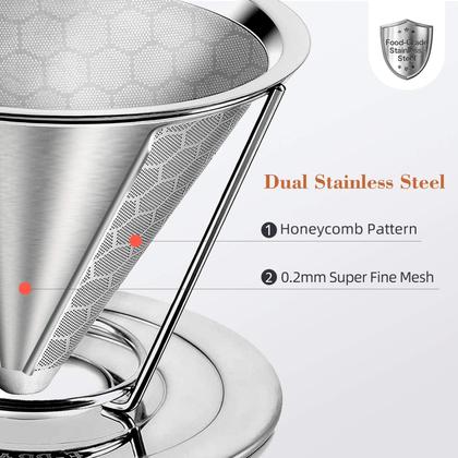 Imagem de Pour Over Coffee Dripper E-PRANCE em aço inoxidável