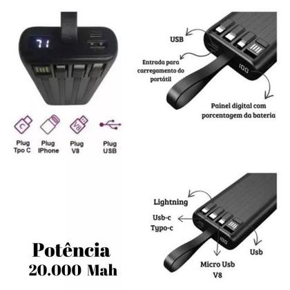 Imagem de Power Bank 20.000Mah Carregador Rápido Display Portátil