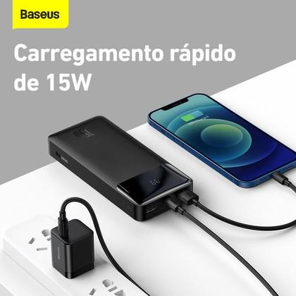 Imagem de Power Bank Baseus 20000mAh com Display  Carregador Portátil USBC, Carga Rápida 15W, Compacto e Leve para Viagens