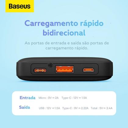 Imagem de Power Bank Baseus Airpow 10000mah Turbo 20w Cabo Usb-c
